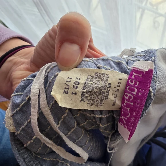 Vintage 70s Frederick's of Hollywood Tiered Denim Dress Medium w Lace Straps - Picture 9 of 9